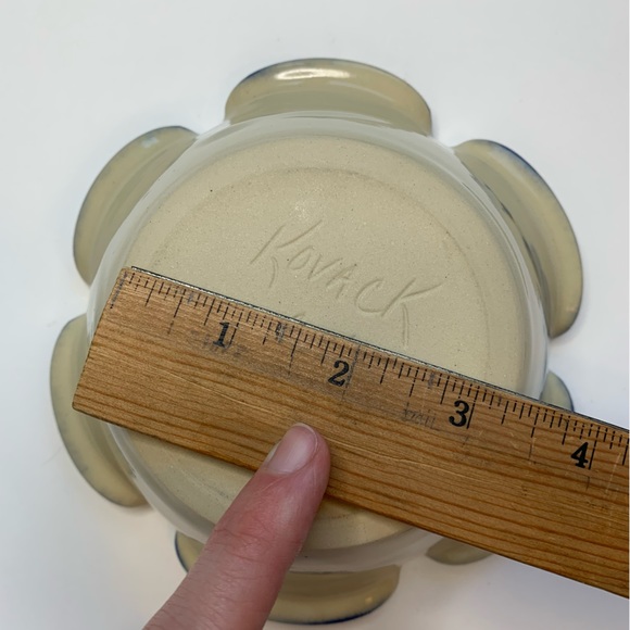 KOVAK POTTERY Bowl Blue Rose Ruffled Edge Seagrove NC Small Medium - Picture 6 of 6